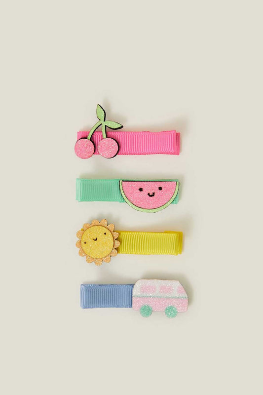 4-Pack Girls Summer Salon Hair Clips