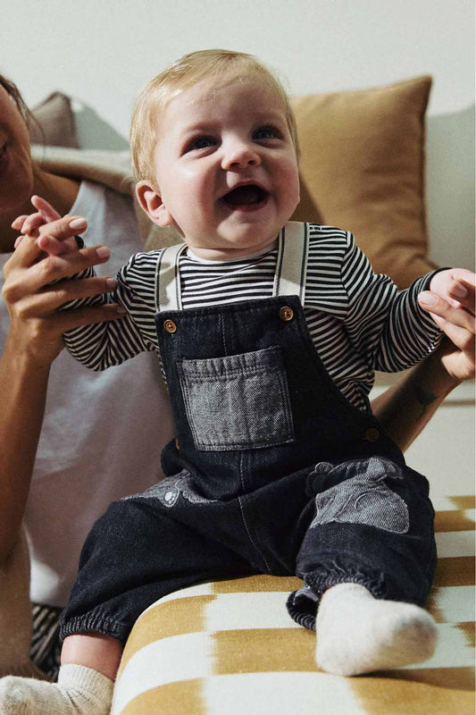 Mono Koala Baby Denim Dungarees and Bodysuit Set