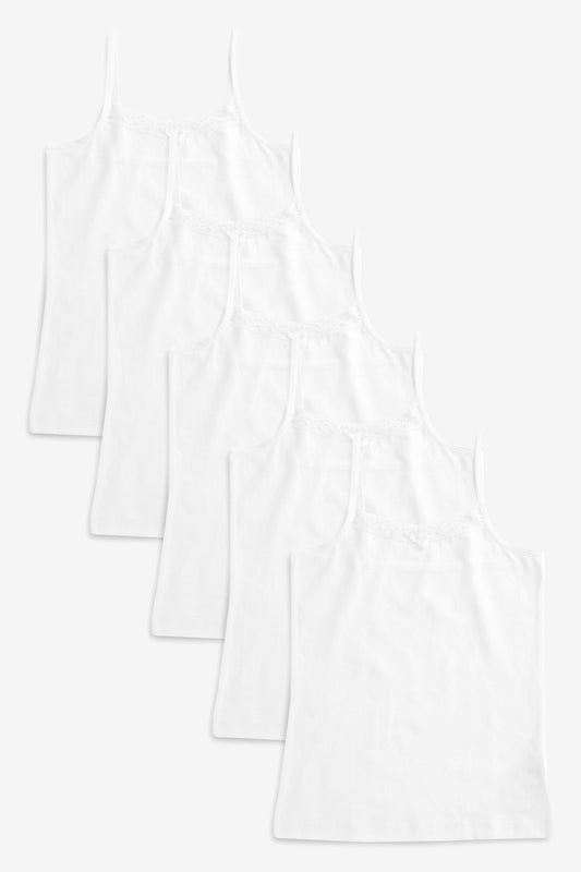 White 5 Pack Strappy Cami Vests NEXT UK