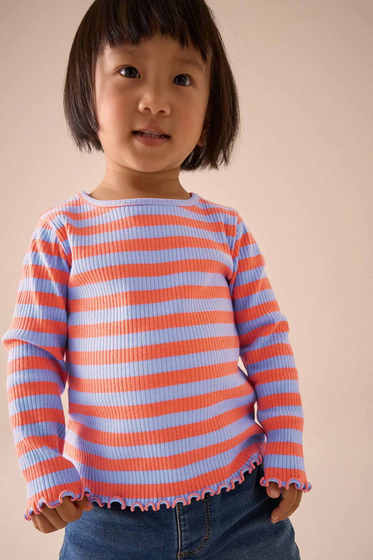 Orange/Purple Stripe Rib Long Sleeve T-Shirt
