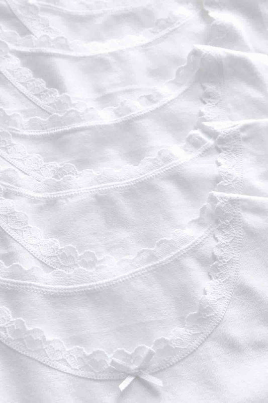 White 5 Pack Lace Trim Vest