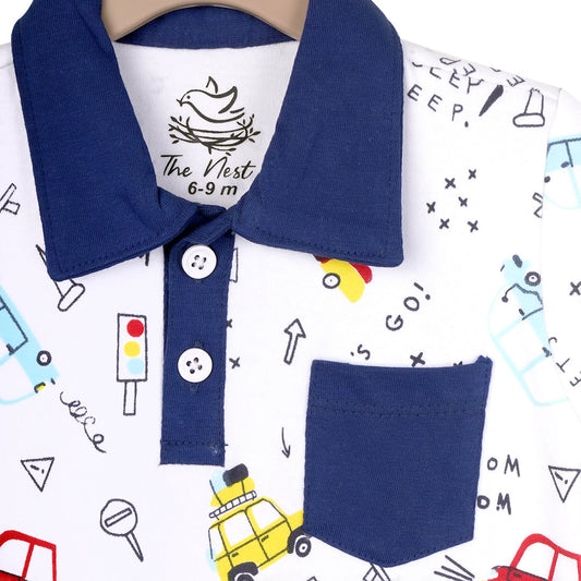 Zoomin' cars short sleeve collared Shortall | Pants - Leggings - Shorts & Capri | The nest clothing