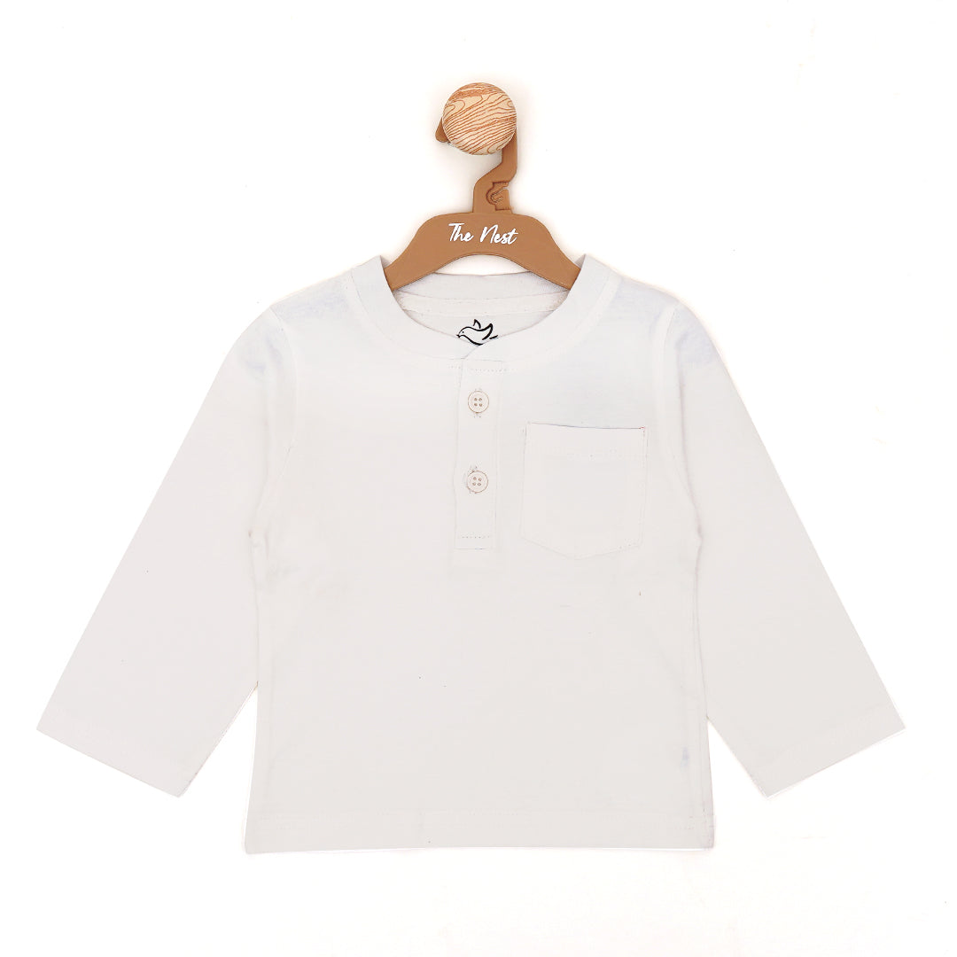 White Baby Shirt with Front Pocket Tops T-Shirts The nest