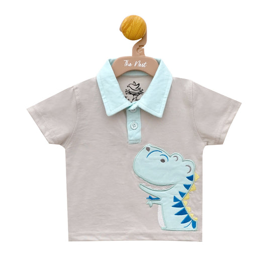 Dragon-Print Collar Tee | Tops & T-Shirts | The nest clothing