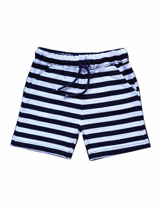 Navy & White Striped Short