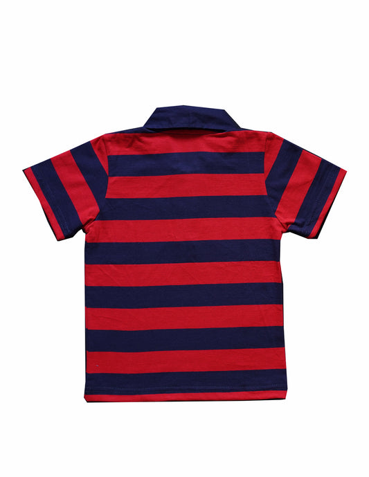 Red - Navy Striped Polo