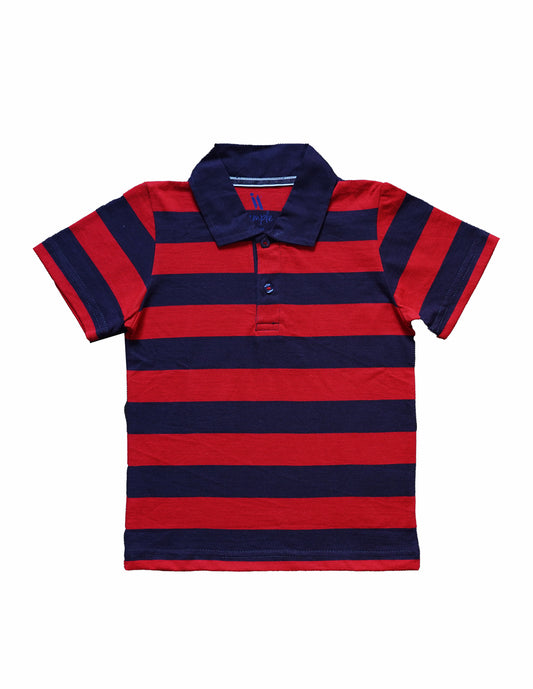 Red - Navy Striped Polo