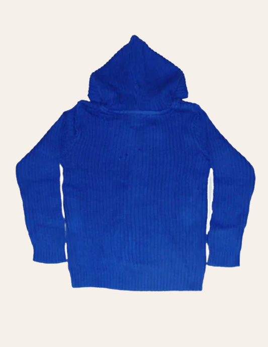 Blue Cable-knit Zipper Hoody