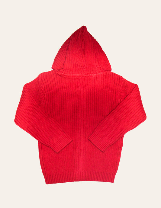 Red Cable-knit Zipper Hoody