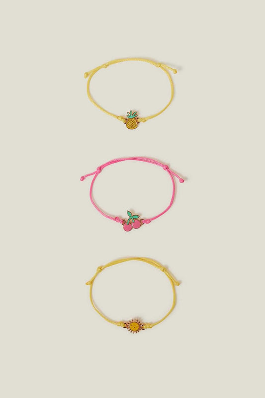 3-Pack Girls Fruit Cord Bracelets