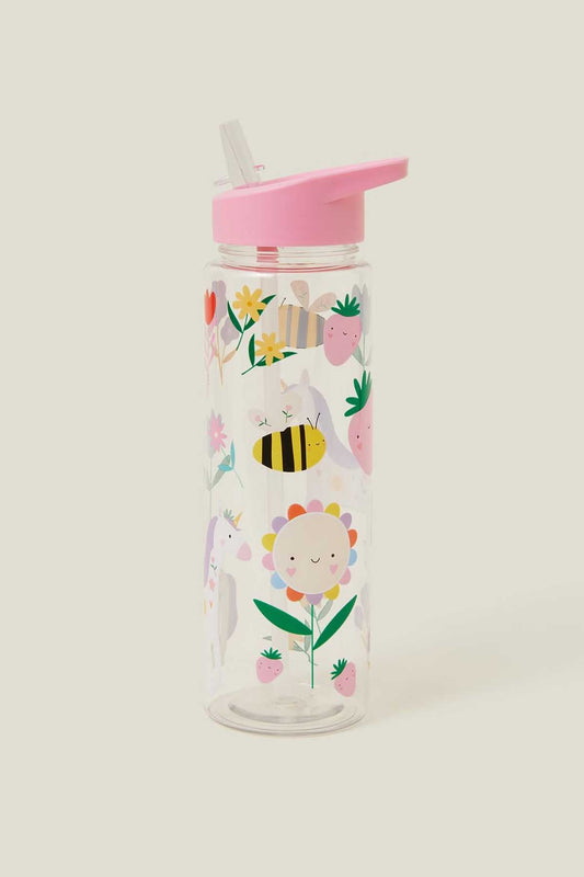Girls Unicorn Flip Straw Water Bottle