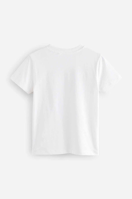 White Happy Face Regular Fit Short Sleeve Graphic 100% Cotton T-Shirt