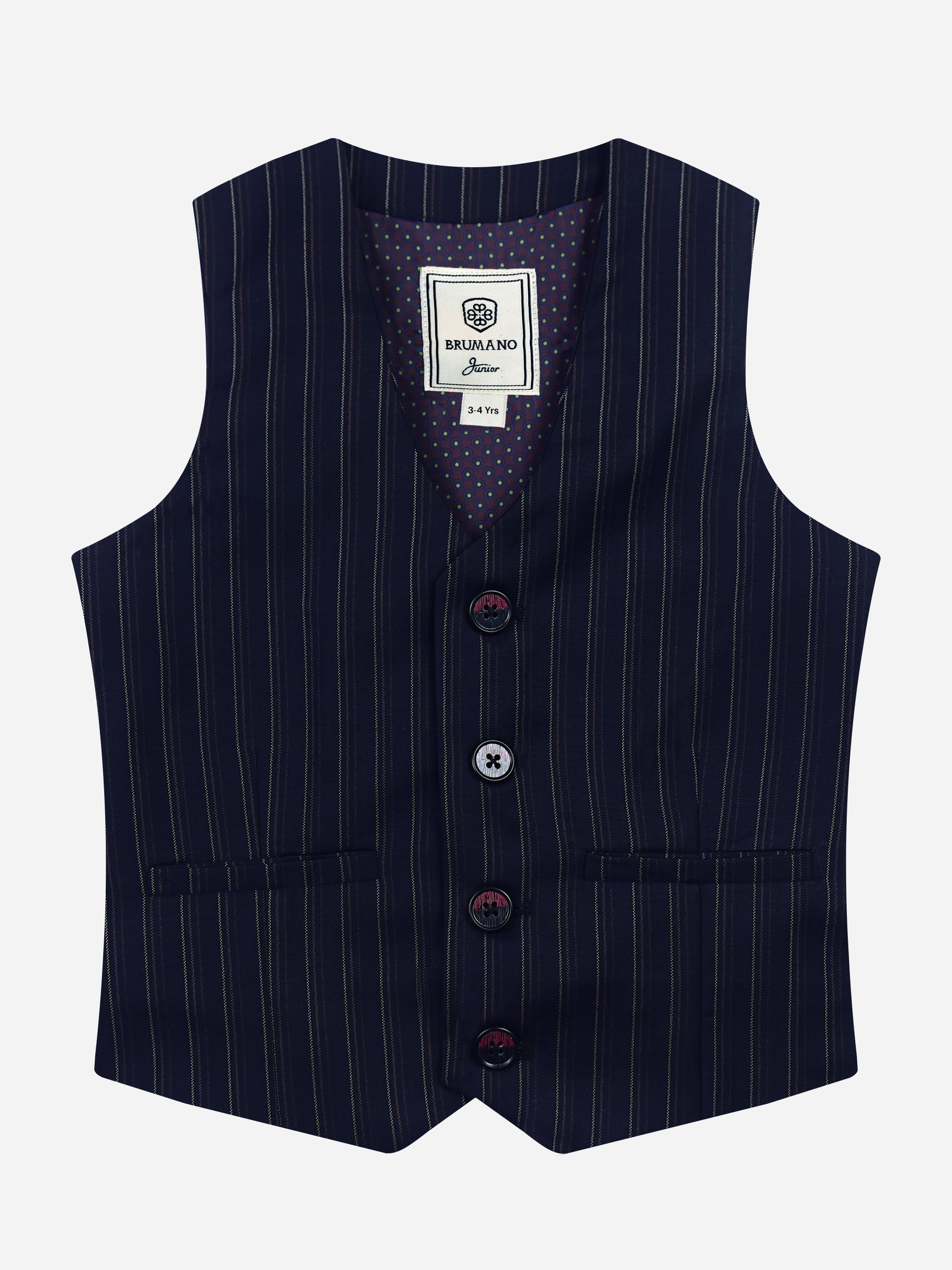Black Striped Suit Vest With Printed Bow Brumano Pakistan