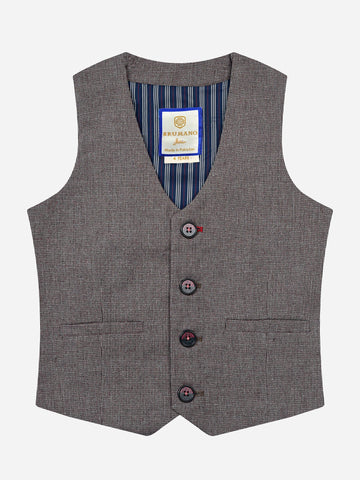 Bordo Textured Suit Vest With Bow Brumano Pakistan