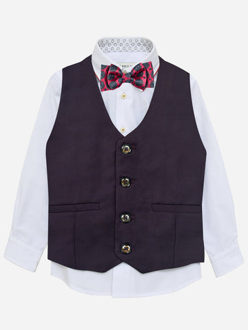 Burgundy Twill Suit Vest With Bow Brumano Pakistan