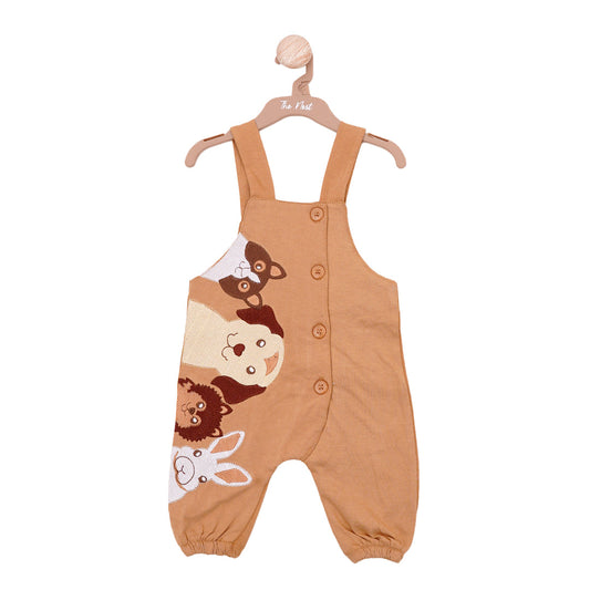 Paw-Print Baby Cross Button Dungaree