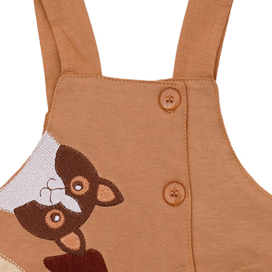 Paw-Print Baby Cross Button Dungaree