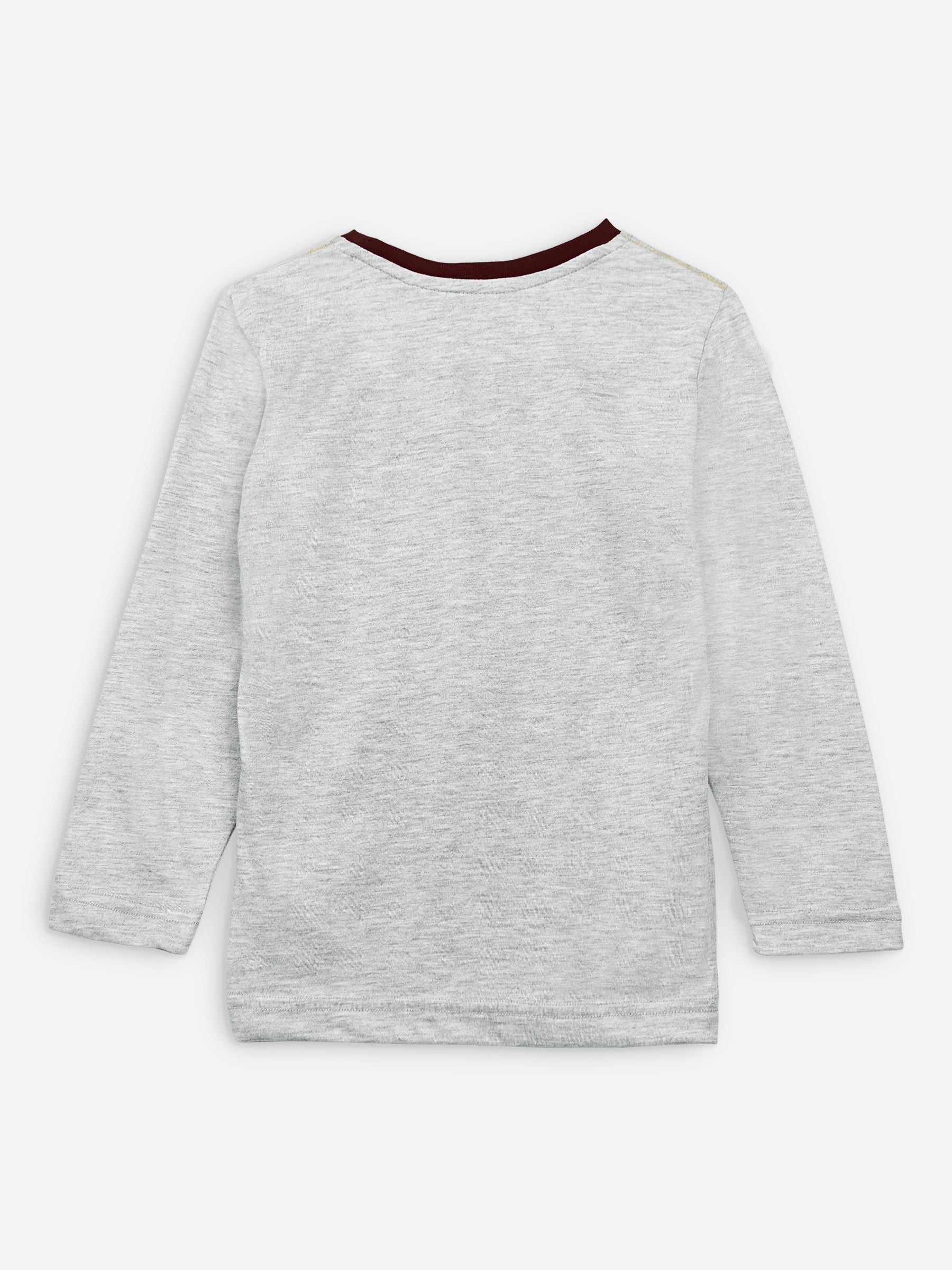 Grey Long Sleeve Casual T-Shirt With Pocket Brumano Pakistan
