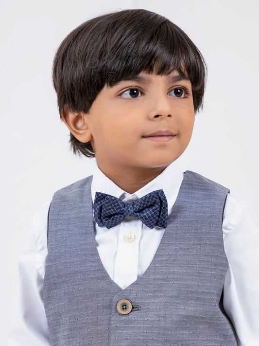 Grey Patterned Suit Vest With Bow Brumano Pakistan