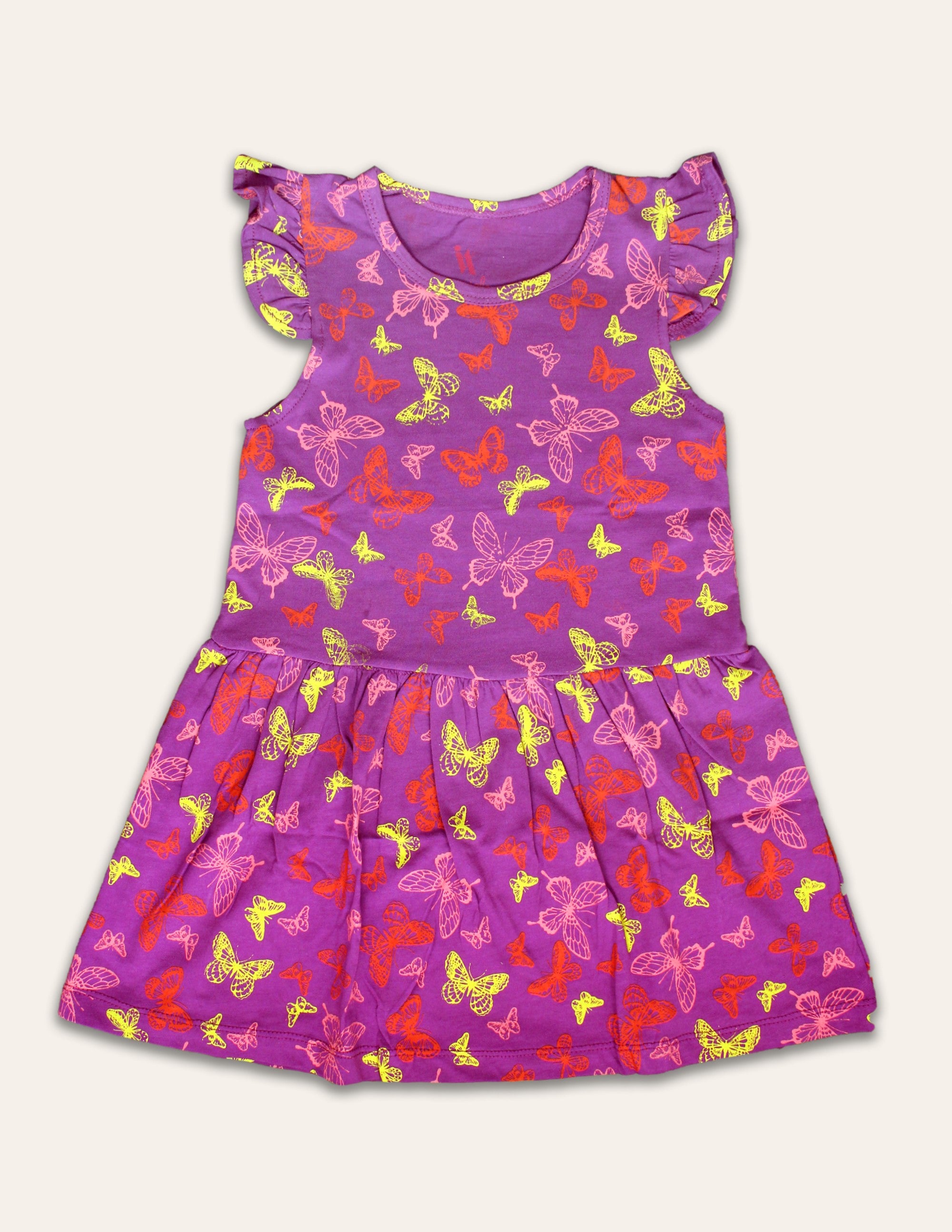 Purple Butterfly Patterned Dress – Cotton Candy™ Pakistan