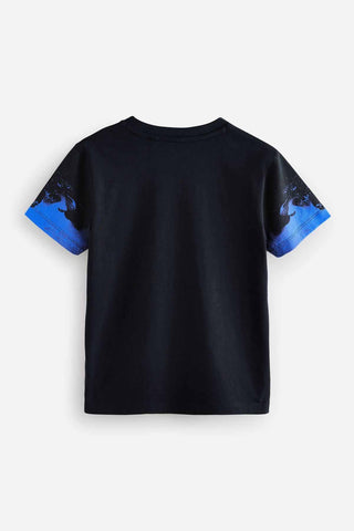 Black/Orange Dragon Regular Fit Short Sleeve All-Over Print 100% Cotton T-Shirt