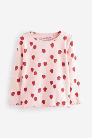 Pink Cotton Rich Long Sleeve Rib T-Shirt