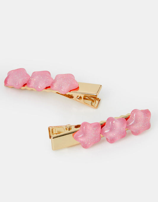 2-Pack Girls Glitter Star Hair Slides