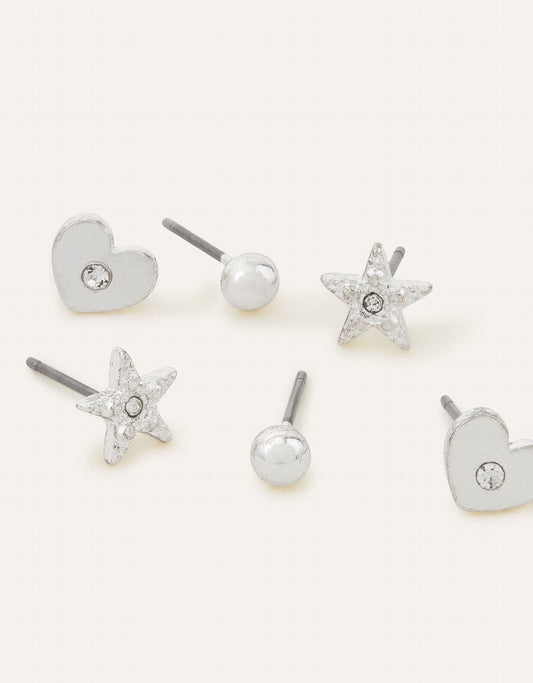 Heart Stud Earrings Set of Three