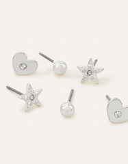 Heart Stud Earrings Set of Three