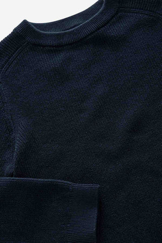 Navy Blue 100% Cotton Crew Neck Knitted Jumper