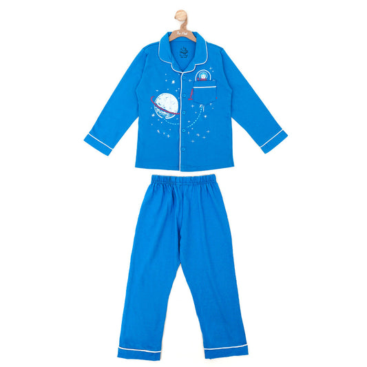 Royal Blue All Over Print Sleeping Suit Co-rd sets | Sets & Suits | The nest clothing