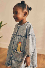 Blue Denim Character 100% Cotton Button Through Dress