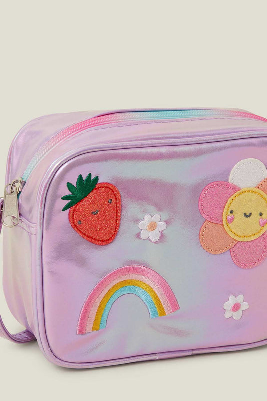 Girls Embroidered Metallic Camera Bag