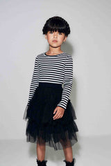 Black/White Stripe 1 Pack Long Sleeve Ribbed