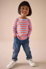 Orange/Purple Stripe Rib Long Sleeve T-Shirt