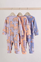 Lilac Purple Baby Footless Sleepsuits 3 Pack