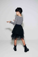 Black/White Stripe 1 Pack Long Sleeve Ribbed