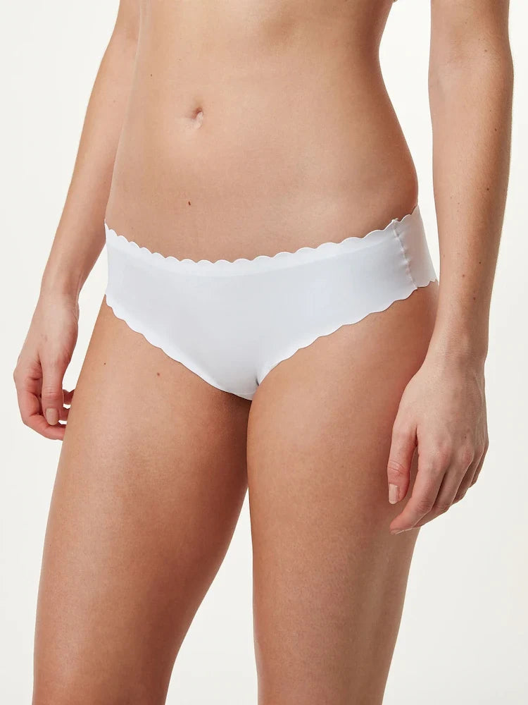 White Brazilian No VPL Scallop Edge Knickers