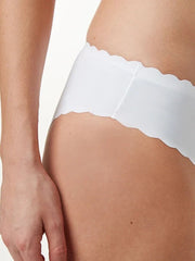 White Brazilian No VPL Scallop Edge Knickers