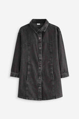 Black Denim 100% Cotton Shirt Dress