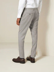 Grey Slim Fit Textured Suit Trousers