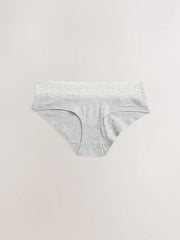 White/Black/Grey Short Cotton and Lace Knickers 4 Pack