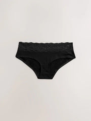 White/Black/Grey Short Cotton and Lace Knickers 4 Pack