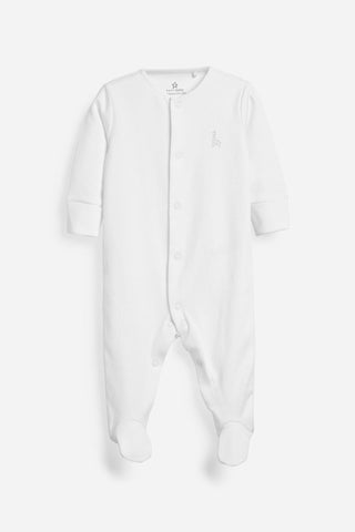 White 3 Pack Cotton Baby Sleepsuits