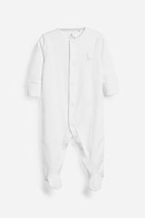 White 3 Pack Cotton Baby Sleepsuits NEXT UK