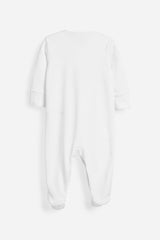 White 3 Pack Cotton Baby Sleepsuits NEXT UK