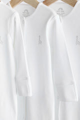 White 3 Pack Cotton Baby Sleepsuits NEXT UK