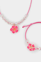 Girls Tropical Flower Necklace and Bracelet Set