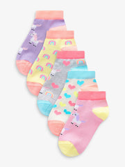 Pink/Grey/Purple 5 Pack Cotton Rich Unicorn Character Trainer Socks