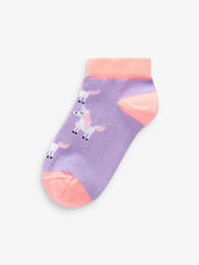 Pink/Grey/Purple 5 Pack Cotton Rich Unicorn Character Trainer Socks